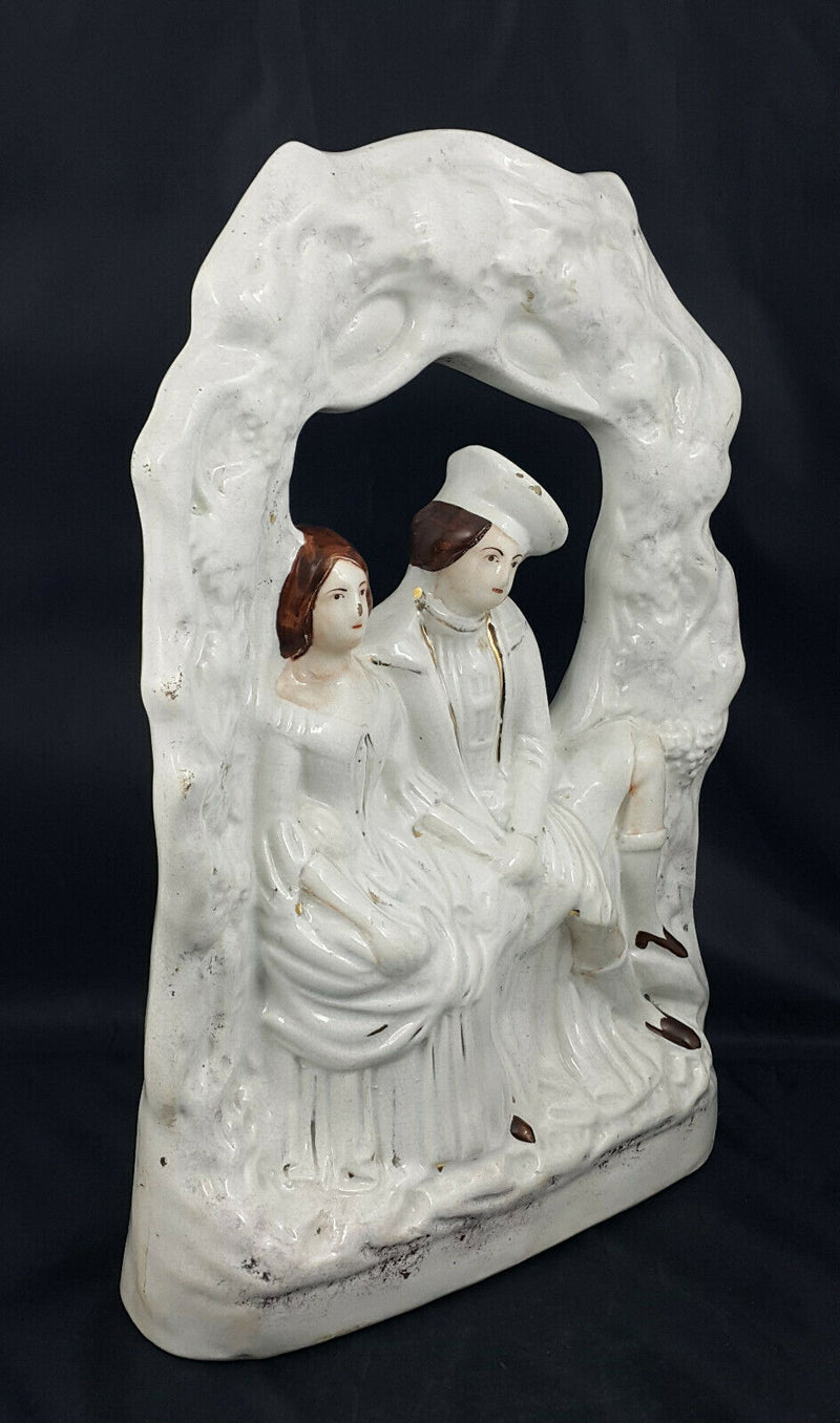 Staffordshire Flatback Figurine Loving Couple – Paint Chips & Crack