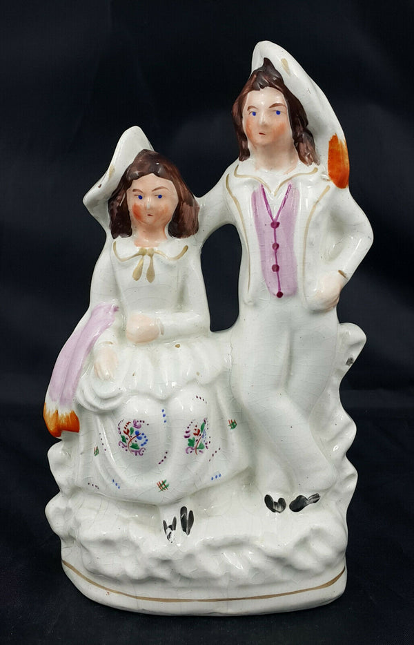 Staffordshire Flatback Figurine Beautiful Couple - Crack