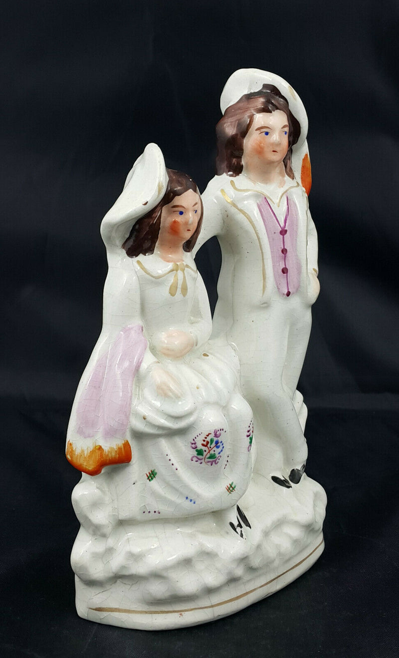 Staffordshire Flatback Figurine Beautiful Couple - Crack
