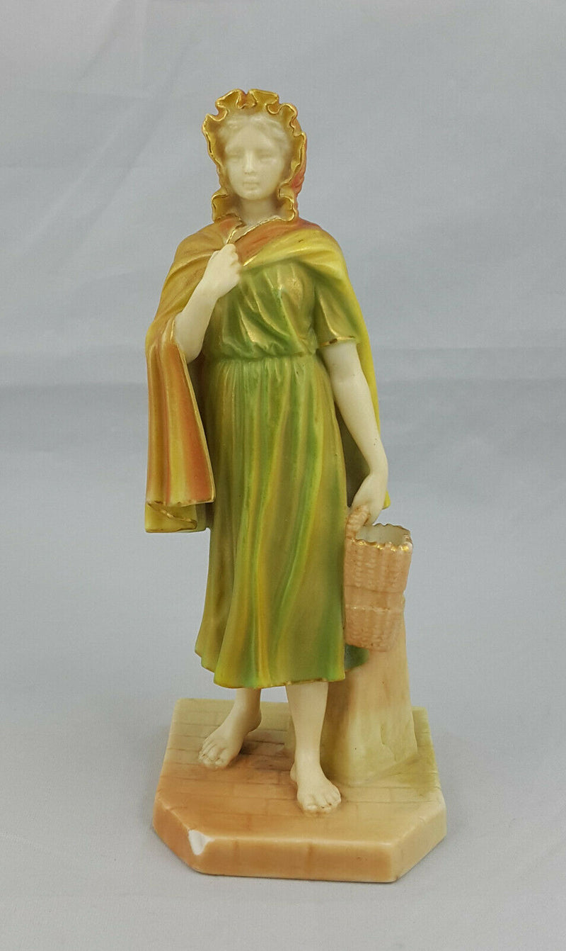 Royal Worcester Figurine Shot Enamel Irish Girl Model No. 1874 - Chip
