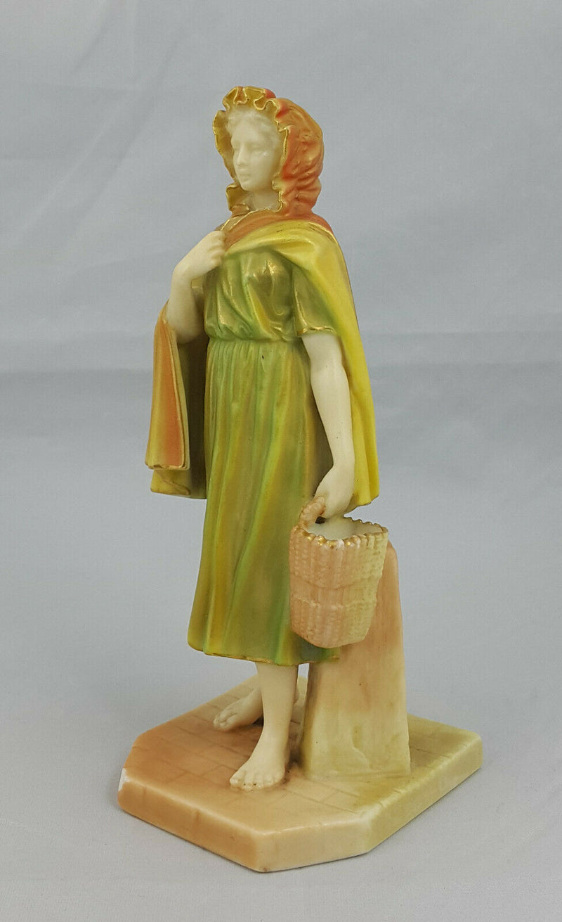 Royal Worcester Figurine Shot Enamel Irish Girl Model No. 1874 - Chip