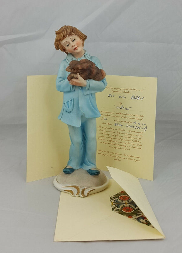 Capodimonte Figurine Boy with Rabbit with CoA - Restored