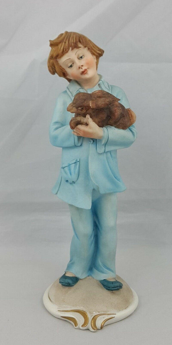 Capodimonte Figurine Boy with Rabbit with CoA - Restored