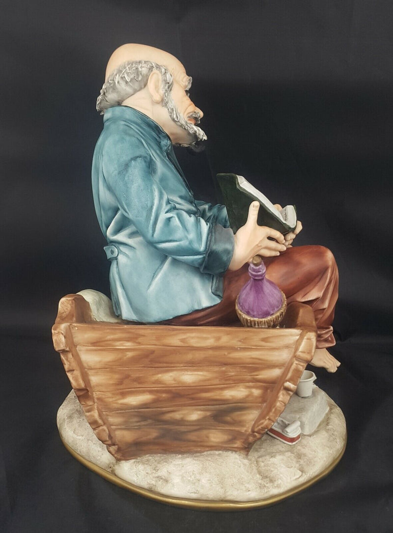 Capodimonte Figurine The Tramp Smoking Pipe and Reading Book - Damaged