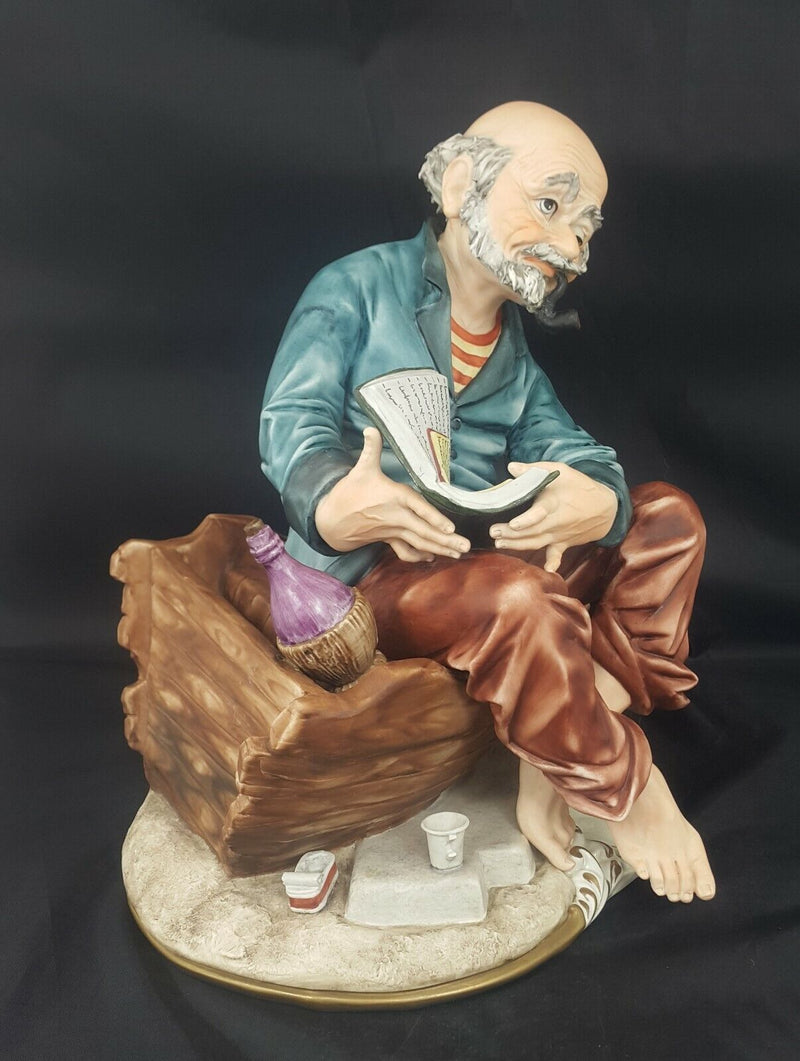 Capodimonte Figurine The Tramp Smoking Pipe and Reading Book - Damaged