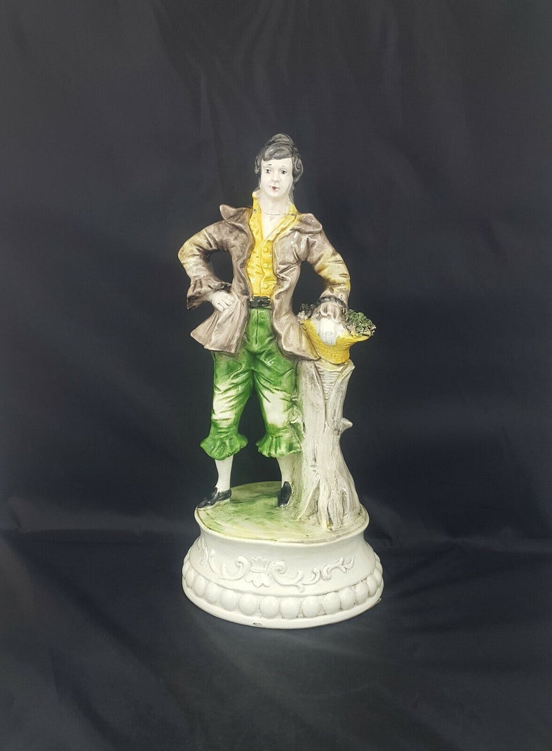 Capodimonte Figurine Man with Flower Basket - Restored
