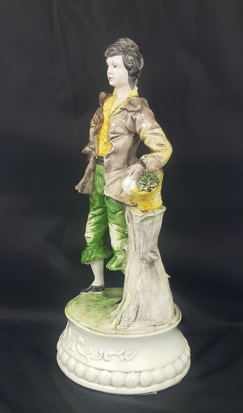 Capodimonte Figurine Man with Flower Basket - Restored