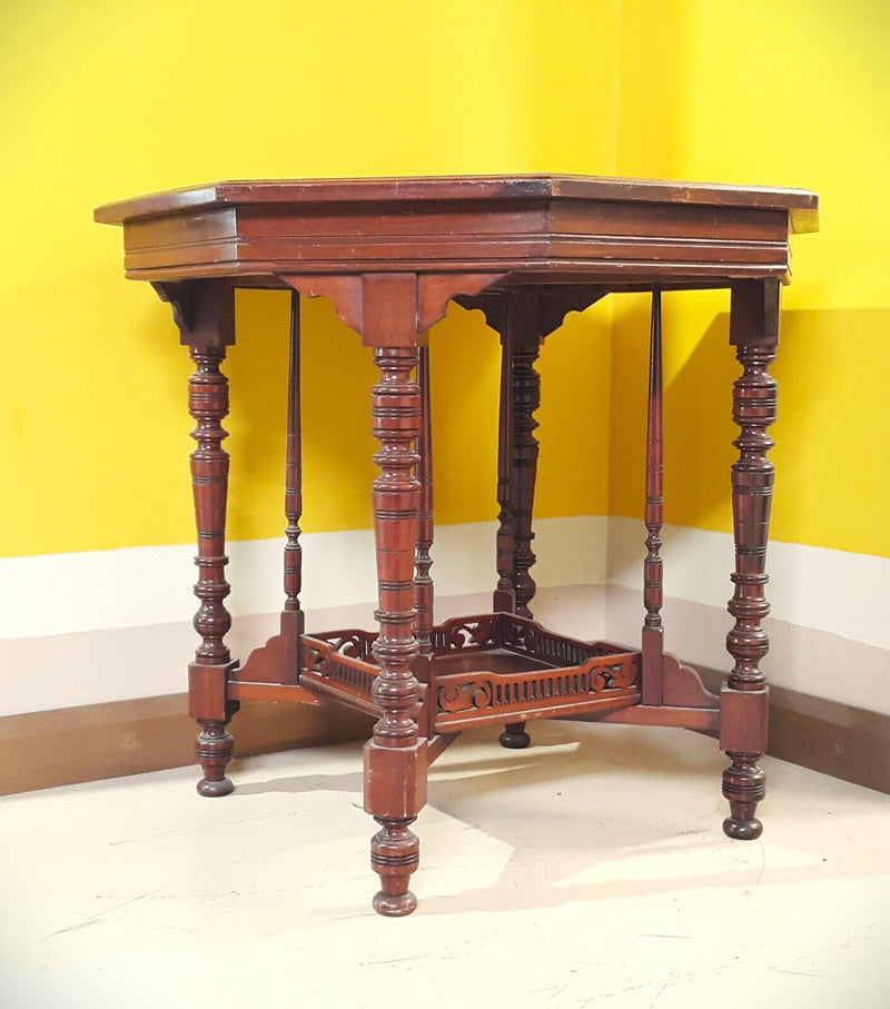 Victorian Arts & Crafts Octagonal Side Table - F92