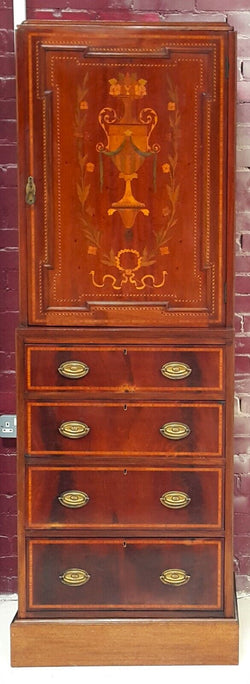 Antique French Marquetry Tall Cabinet / Chest Of Drawers - F85