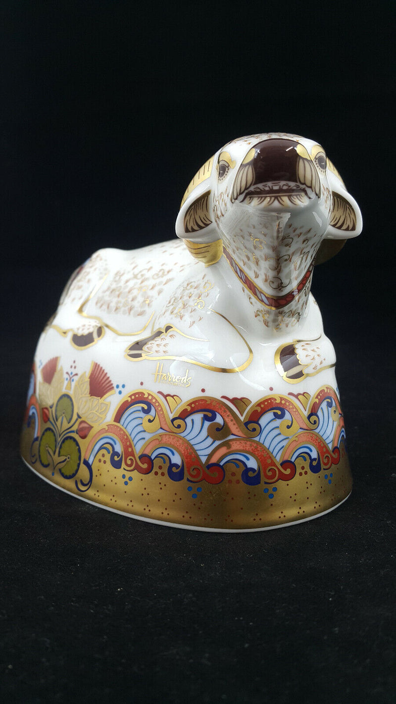 Royal Crown Derby Harrods Water Buffalo Paperweight Gold Stopper  - Boxed & CoA