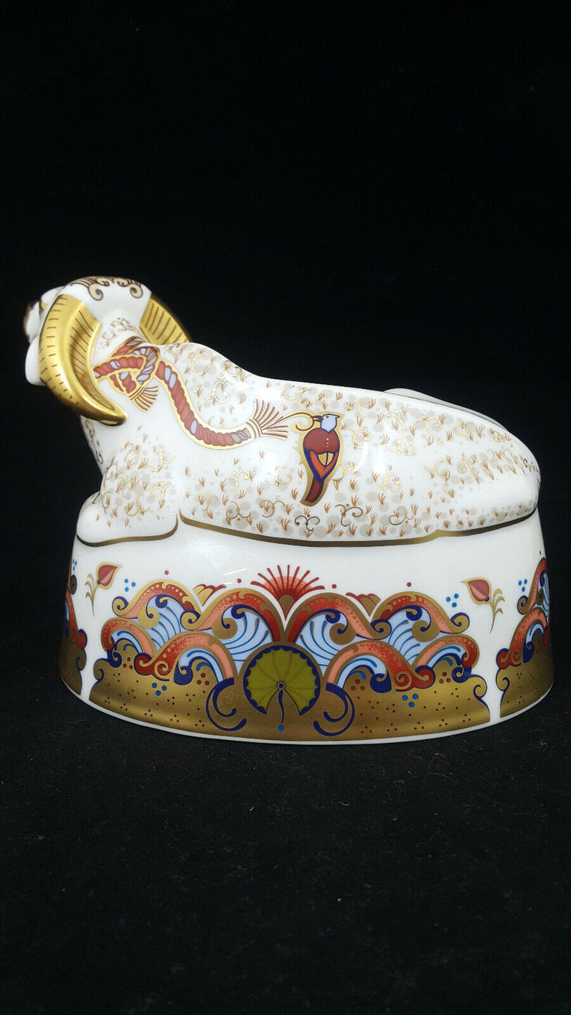 Royal Crown Derby Harrods Water Buffalo Paperweight Gold Stopper  - Boxed & CoA