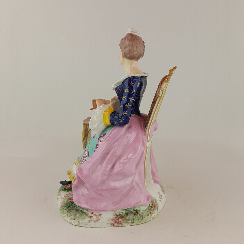 Early European Fine Porcelain Figurine Lady Dusting Table (Damaged) - 6714 OA