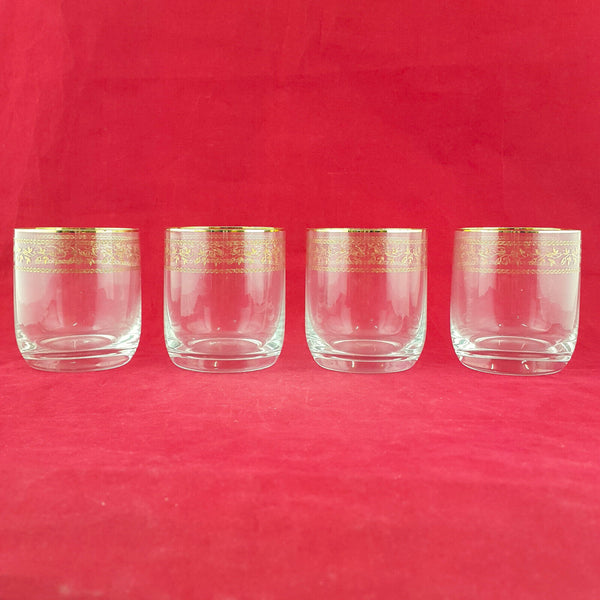 Etched Gilded Glasses x 4 - NA 1387