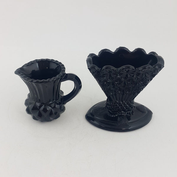 Victorian Davidson Black Glass Vase Miniature Jug - 6798 OA