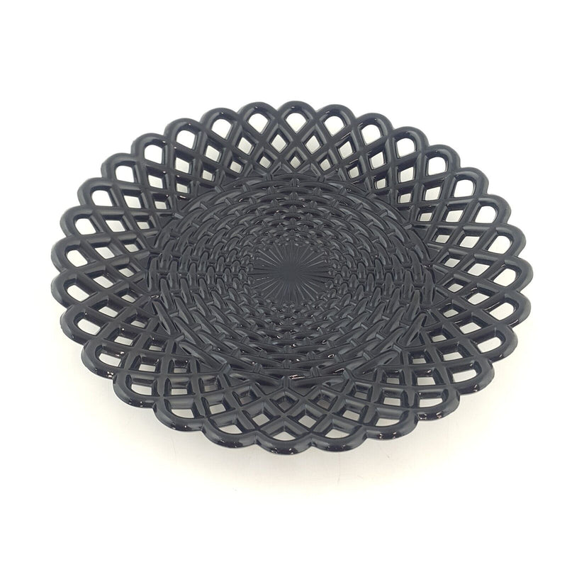 Victorian Davidson Black Glass Cross Knit Plate - 6801 OA