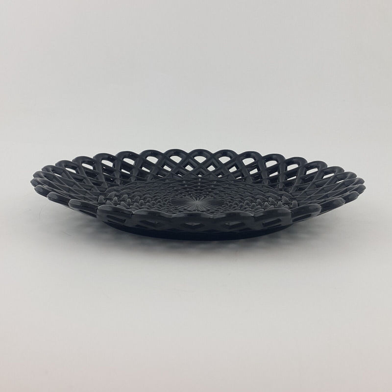 Victorian Davidson Black Glass Cross Knit Plate - 6801 OA