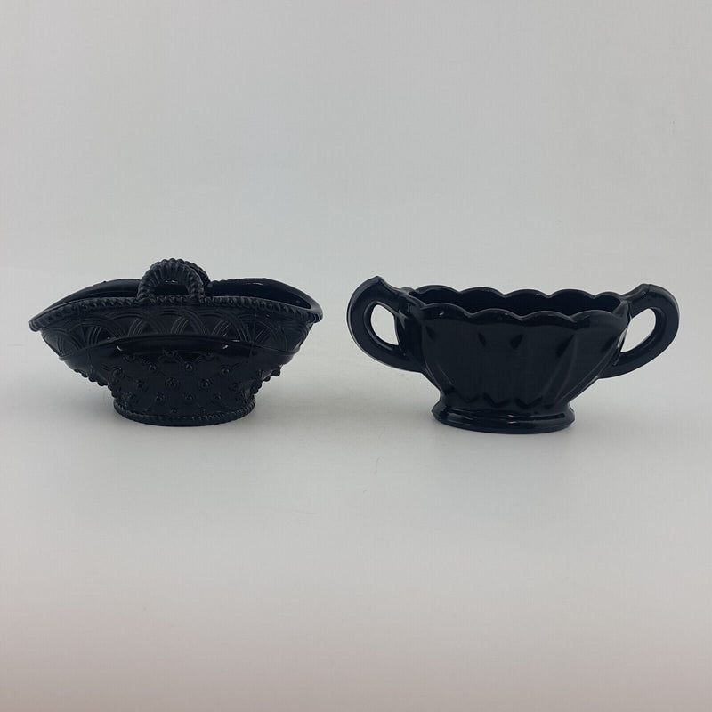 Victorian Davidson Black Glass Decorative Baskits - 6799 OA