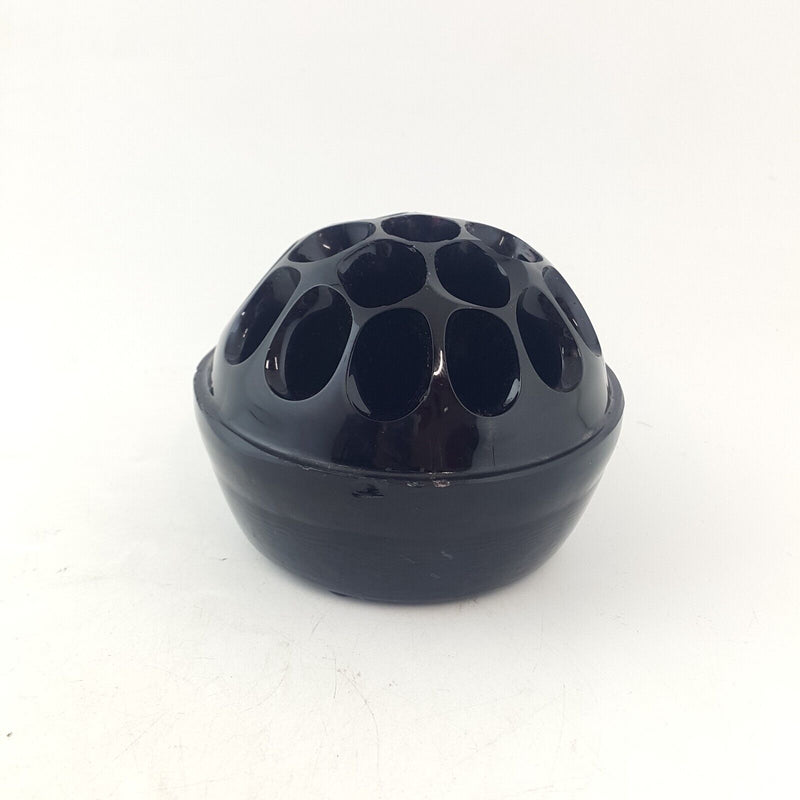 Victorian Davidson Black Glass Flower Holder Frog (Chipped) - 6806 OA