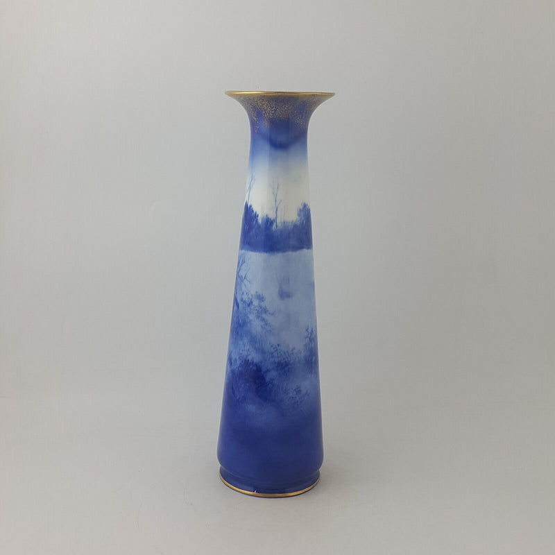 Royal Doulton Seriesware - Blue Children Vase Winter Scene of Woman with Basket