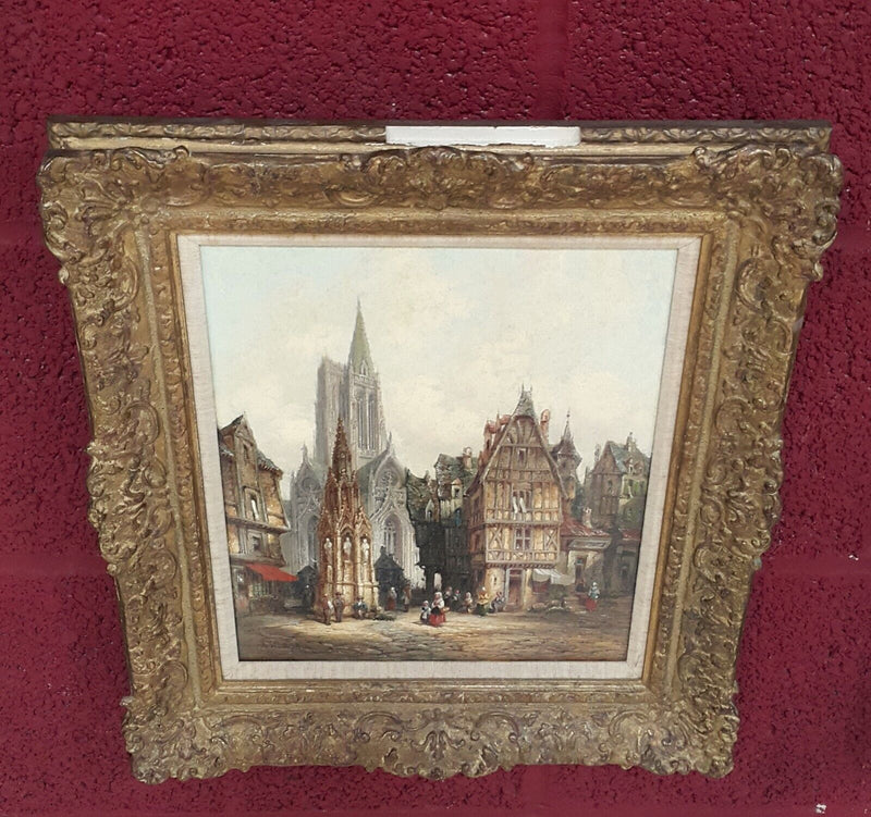 Pair of Signed Henri Schafer Painting Oil on Board 1833 - 1916 - OA