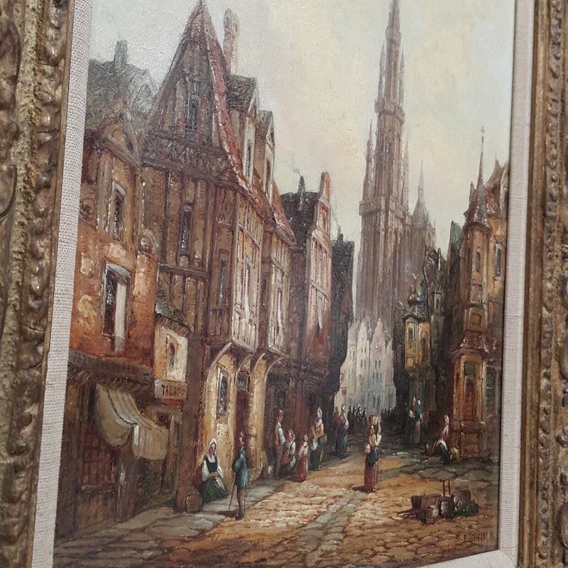 Pair of Signed Henri Schafer Painting Oil on Board 1833 - 1916 - OA