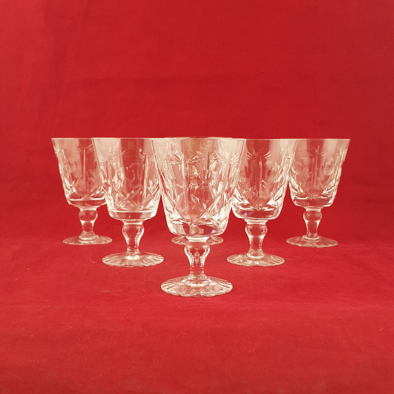 Set Of 6 Crystal Glasses (Ineligible Marking -posssibly Hebrew) - NA 1556