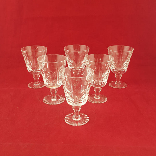 Set Of 6 Crystal Glasses (Ineligible Marking -posssibly Hebrew) - NA 1556