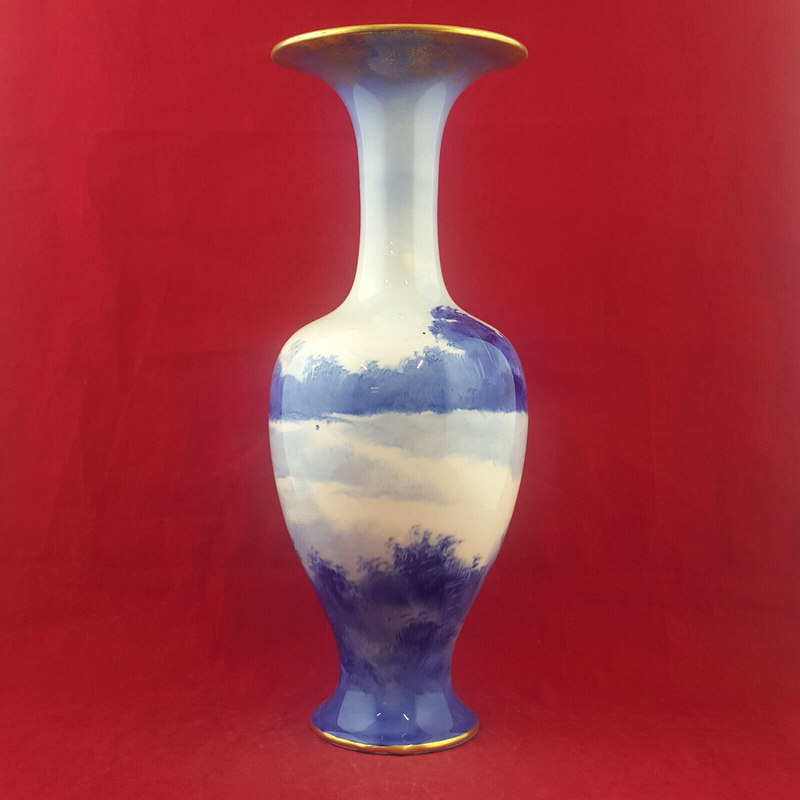 Royal Doulton Blue Vase - Girl Rummaging In Mother's Basket - RD 1778