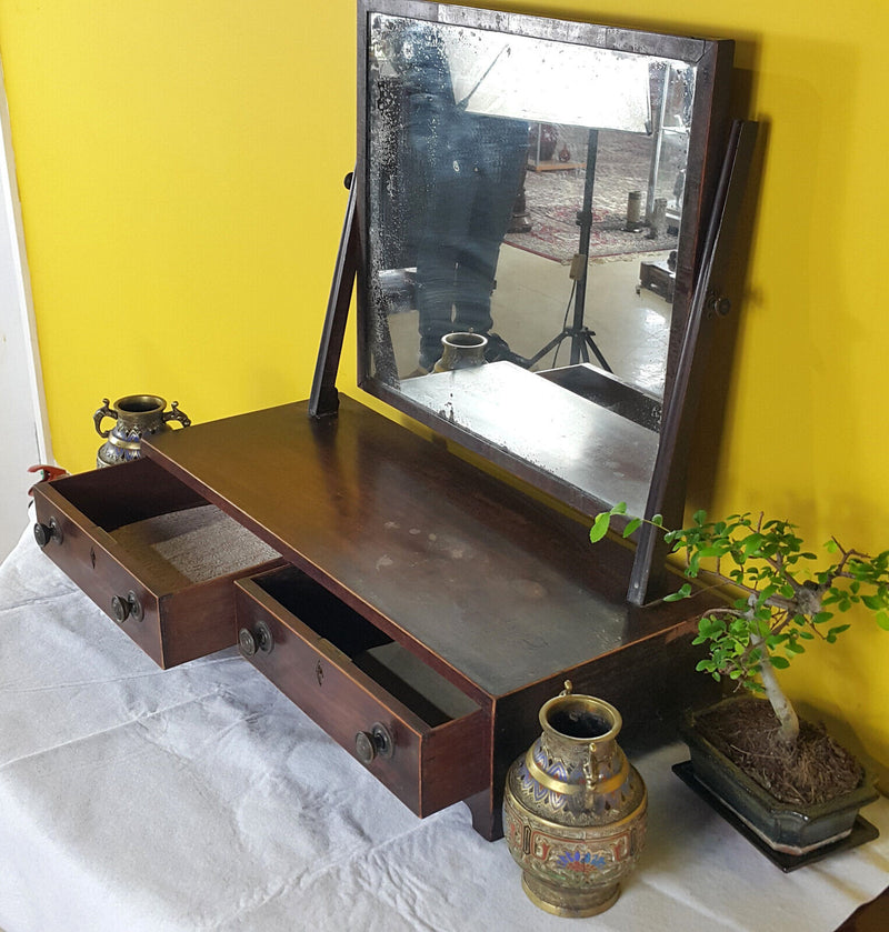 19th Century Crossbanded Mahogany Swing Dressing Mirror (With Two Drawers) - F99