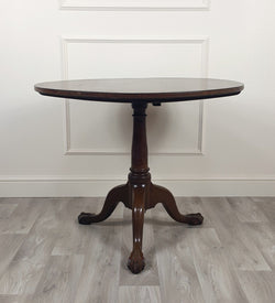 Edwardian Inlaid Mahogany Circular Snap Top Stem Table - F113