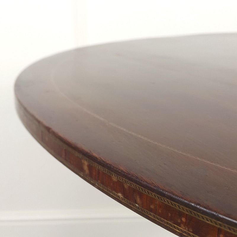 Edwardian Inlaid Mahogany Circular Snap Top Stem Table - F113