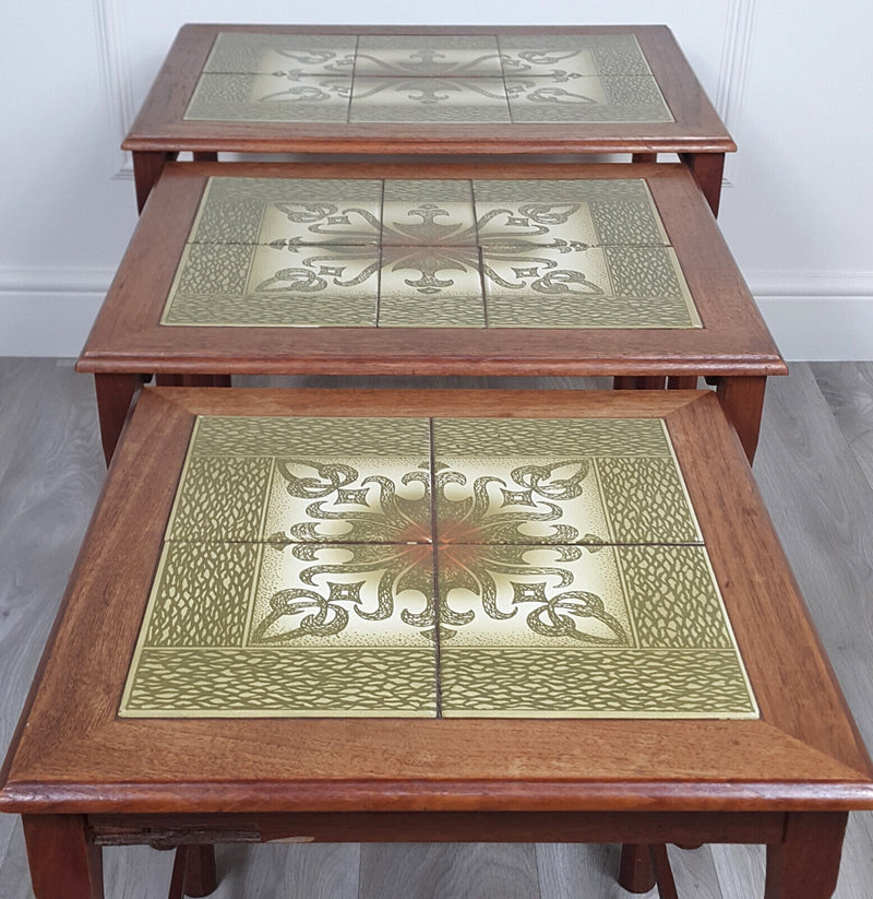 Nest Of Three 1960s Danish Oak Tile Top Tables - F137