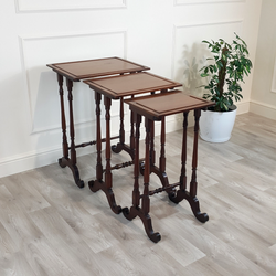 Nest Of Three Edwardian Mahogany Tables With Slender Spindle Supports - F156