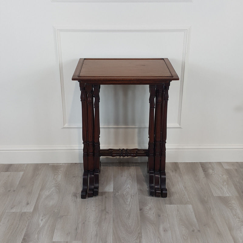 Nest Of Three Edwardian Mahogany Tables With Slender Spindle Supports - F156