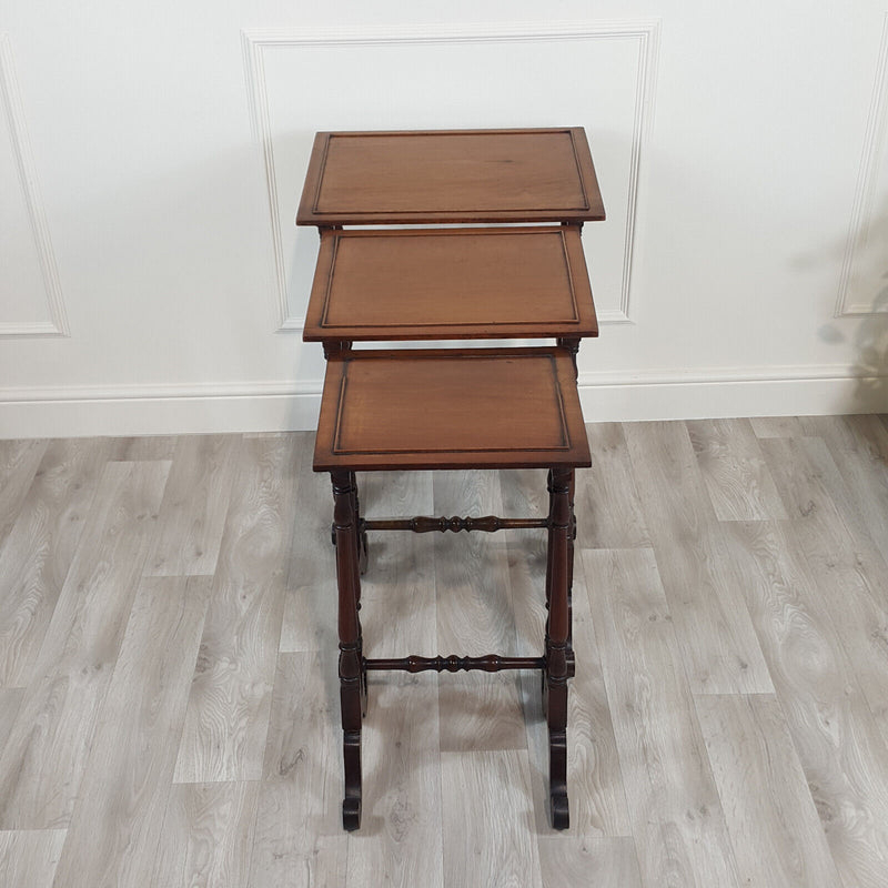 Nest Of Three Edwardian Mahogany Tables With Slender Spindle Supports - F156