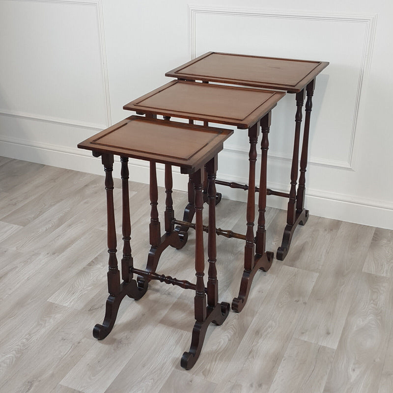 Nest Of Three Edwardian Mahogany Tables With Slender Spindle Supports - F156