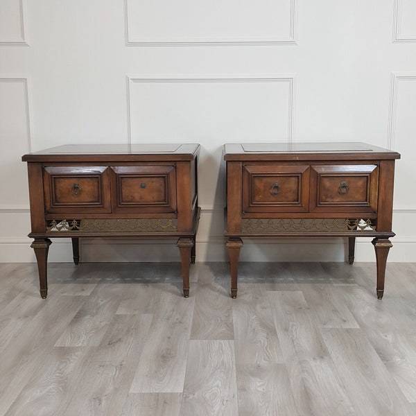 Pair Of 19th Century Design Mahogany Coffee Tables With Doored Storage - F152