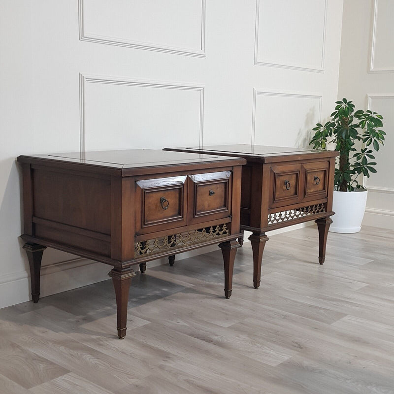 Pair Of 19th Century Design Mahogany Coffee Tables With Doored Storage - F152