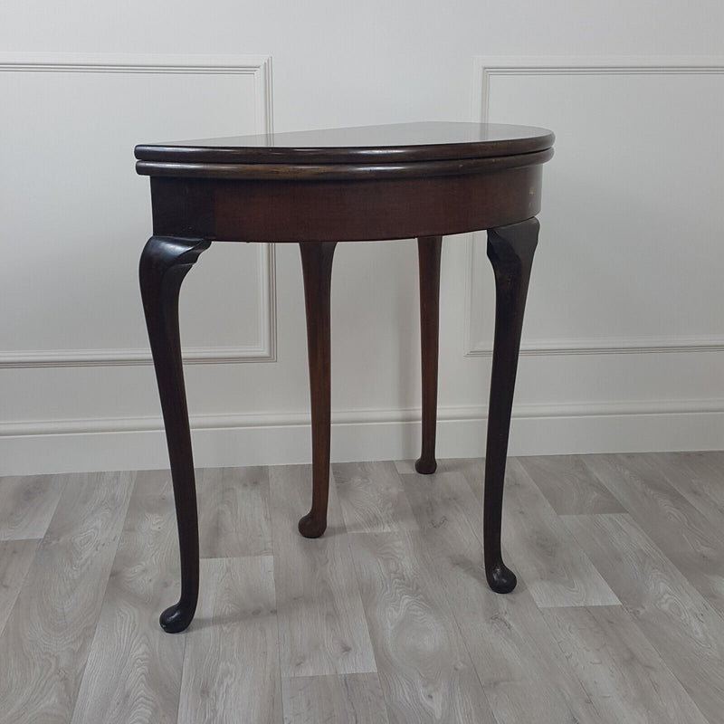 1920s Demilune Foldover Card Table (Raised On Cabriole Type Supports) - F105