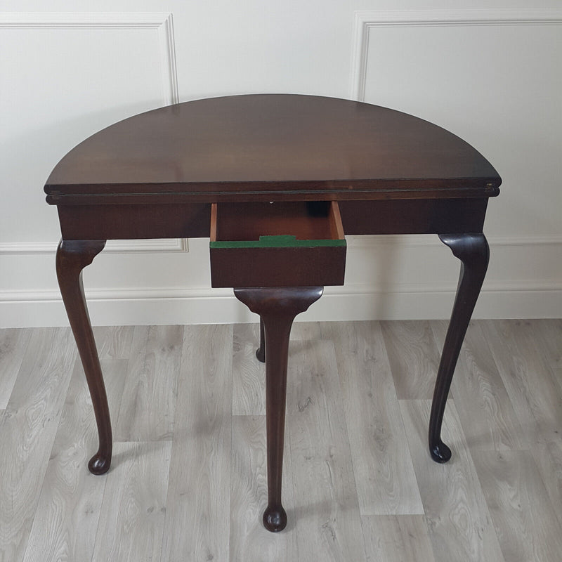 1920s Demilune Foldover Card Table (Raised On Cabriole Type Supports) - F105