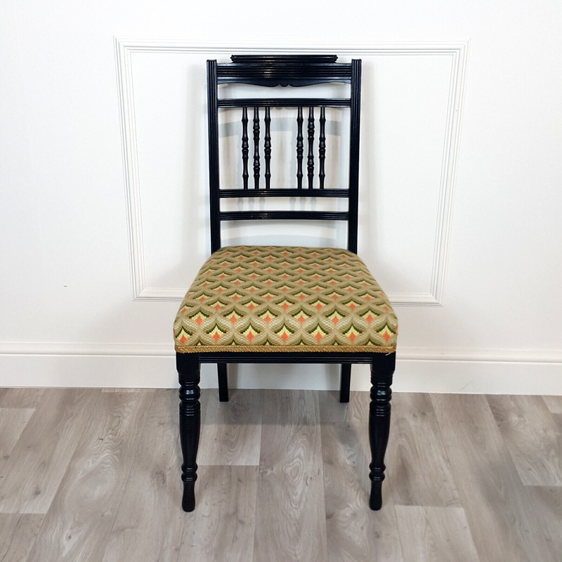 Victorian Ebonised Wooden Bedroom Chair - F181