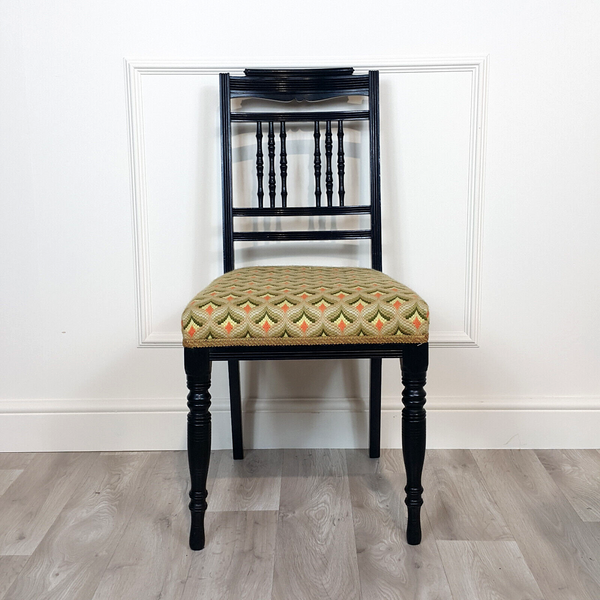 Victorian Ebonised Wooden Bedroom Chair - F181