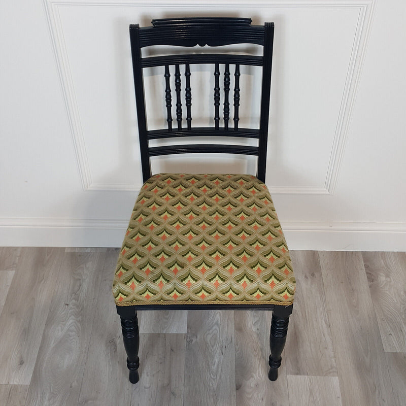 Victorian Ebonised Wooden Bedroom Chair - F181