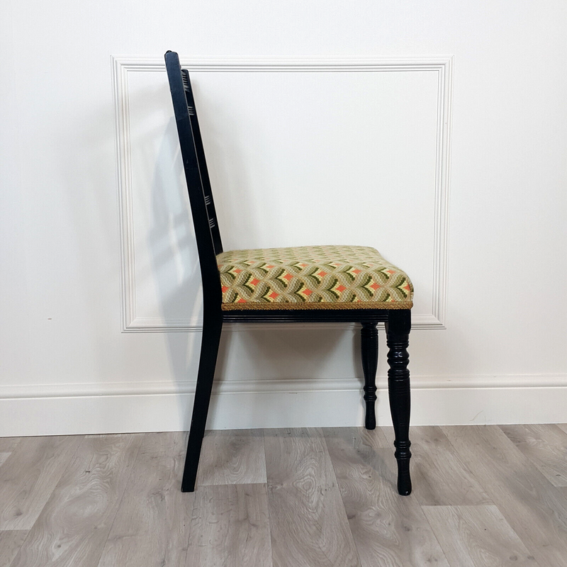 Victorian Ebonised Wooden Bedroom Chair - F181