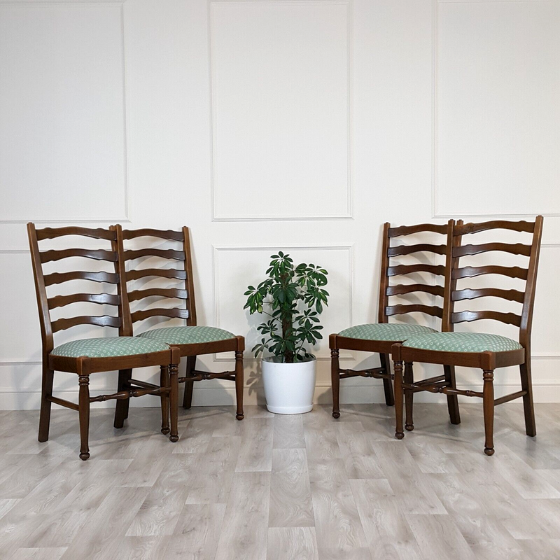 Four Modern Oak Ladderback Dining Chairs - F173