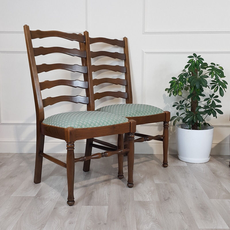 Four Modern Oak Ladderback Dining Chairs - F173