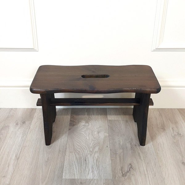 Rustic Stained Pine Form Stool - F167
