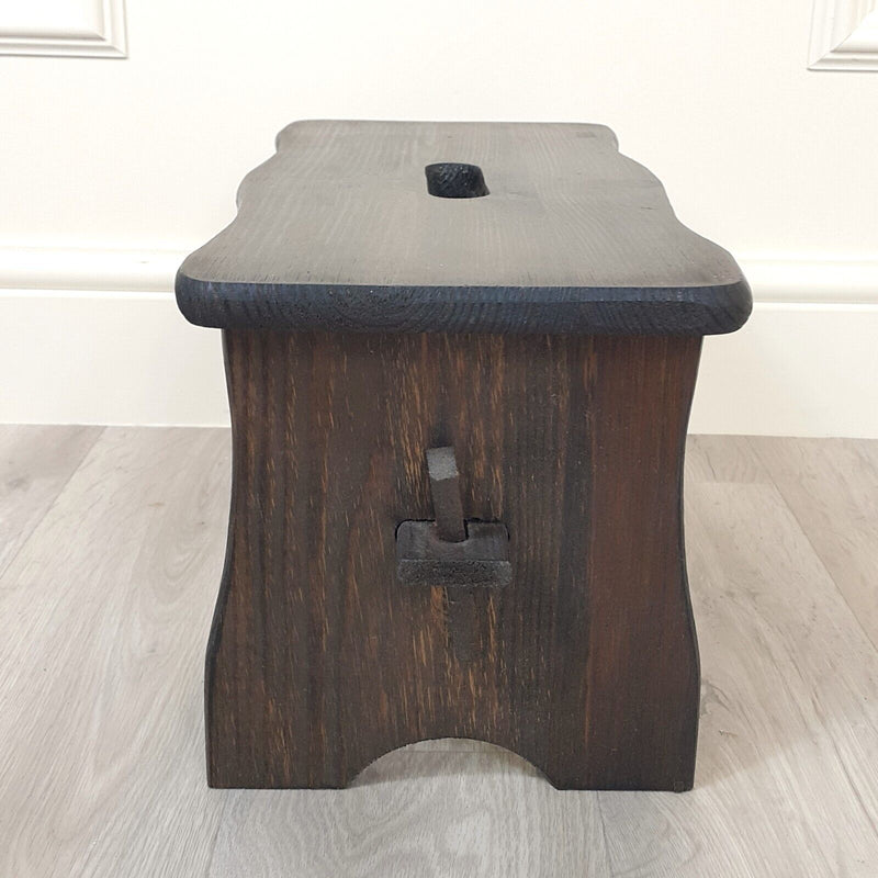Rustic Stained Pine Form Stool - F167