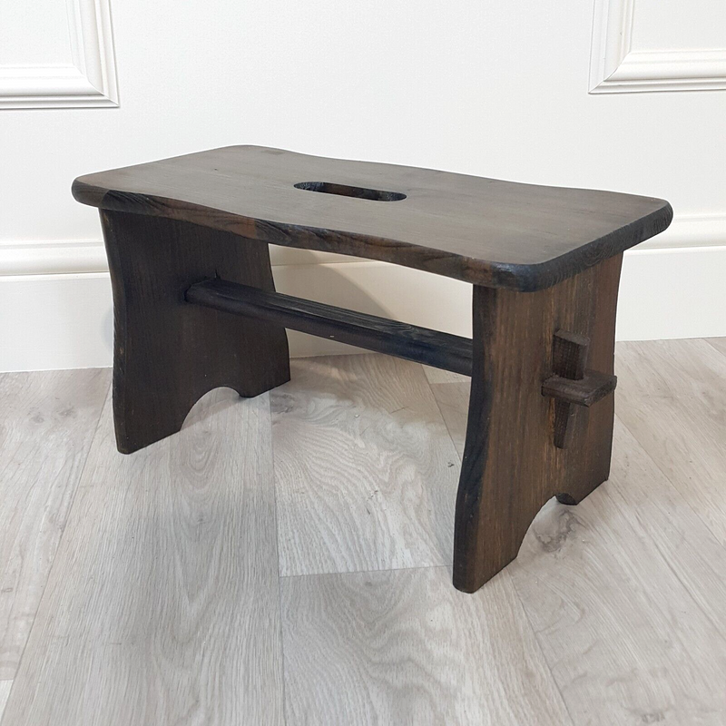 Rustic Stained Pine Form Stool - F167