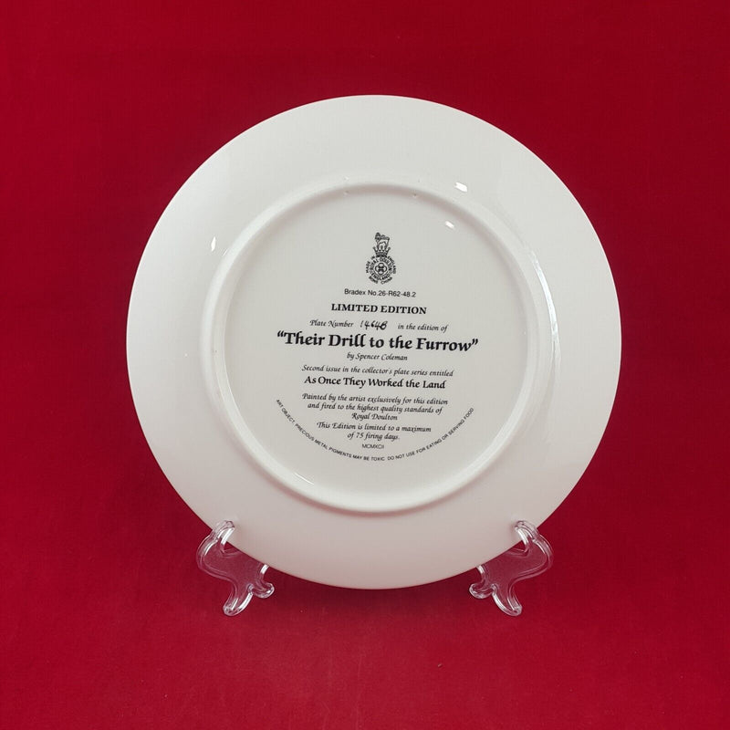 Royal Doulton Decorative Plate - Their Drill to the Furrow Box & CoA - 7123 RD